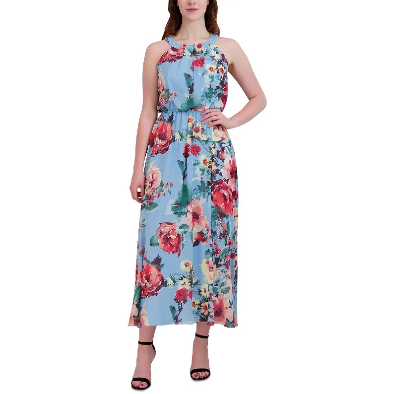 Signature By Robbie Bee Womens Floral Sleeveless Maxi Dress