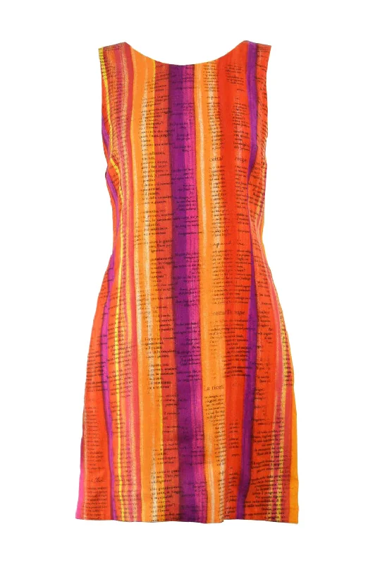 Deal Mania Moschino Vintage Cookbook Print Orange & Purple Shift Dress, 1990s