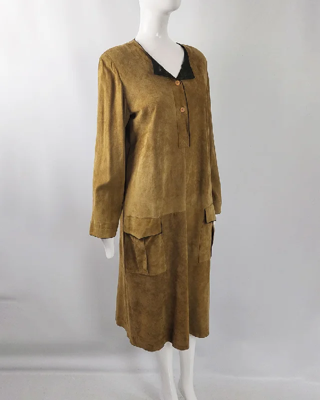 Extra Discounts Mario Valentino Vintage Womens Suede Dress, 1980s