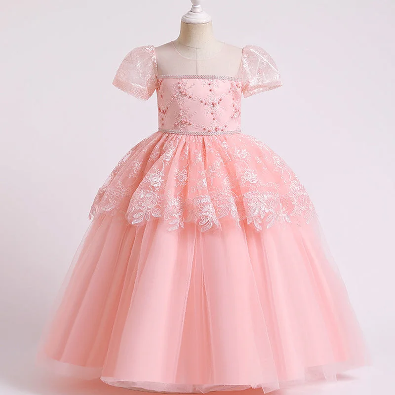 Act Fast Toddler Ball Gowns Flower Girl Communion Pageant Easter  Dress Lace Embroidered Mesh Princess Party  Dress