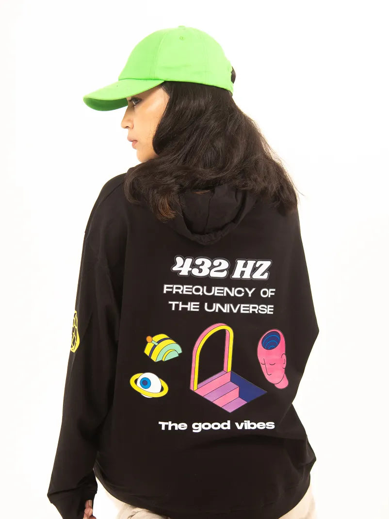 Act Now 432 Hz Good Vibes Oversized Hoodie for Women