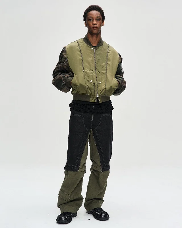 Take Advantage UNISEX MESH SLEEVE BOMBER JACKET awa626u(KHAKI)