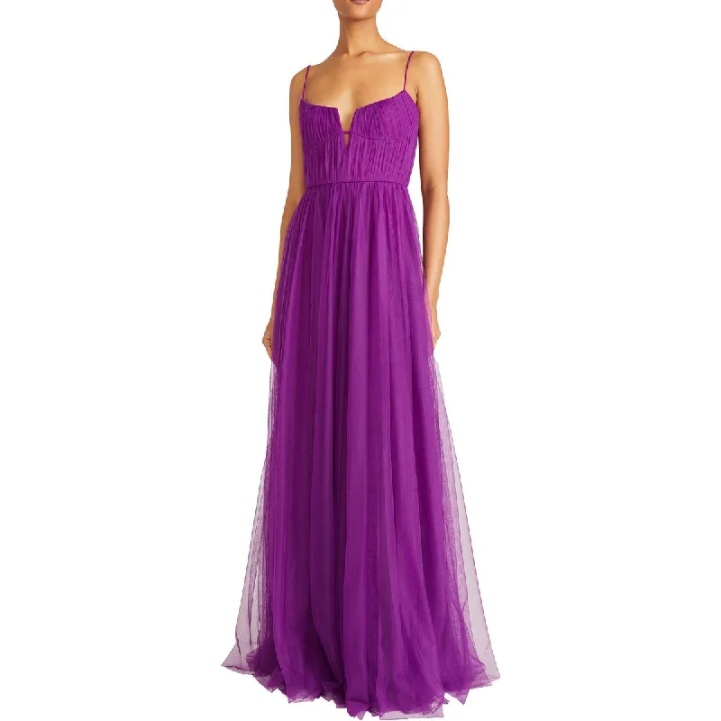 ML Monique Lhuillier Womens Pleated Tea Length Evening Dress