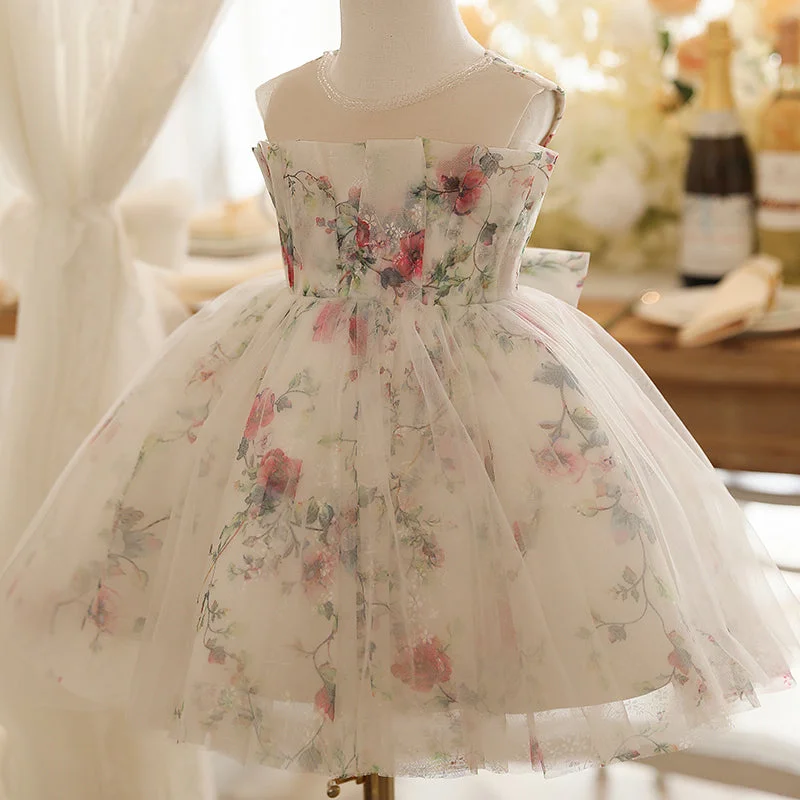 Mega Sale Toddler Girl Pageant Dresses Sleeveless Bow Flower Girl Puffy Princess Dress