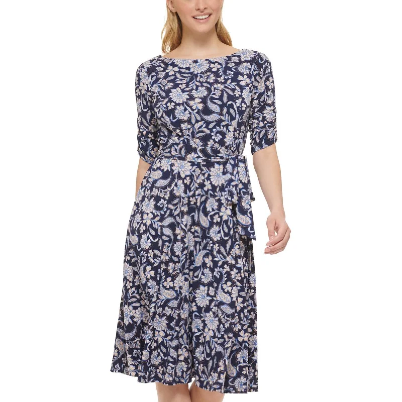 Jessica Howard Womens Floral Print Jersey Fit & Flare Dress