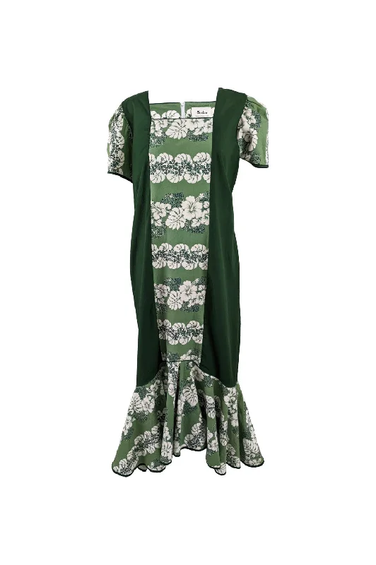 New Deals Vintage Green Oversized Hawaiian Muu Muu Dress, 1970s