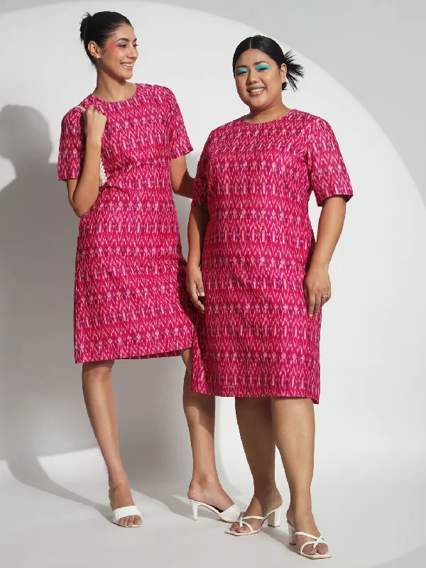 Bonus Savings A Line Cotton Printed Dress - Pink