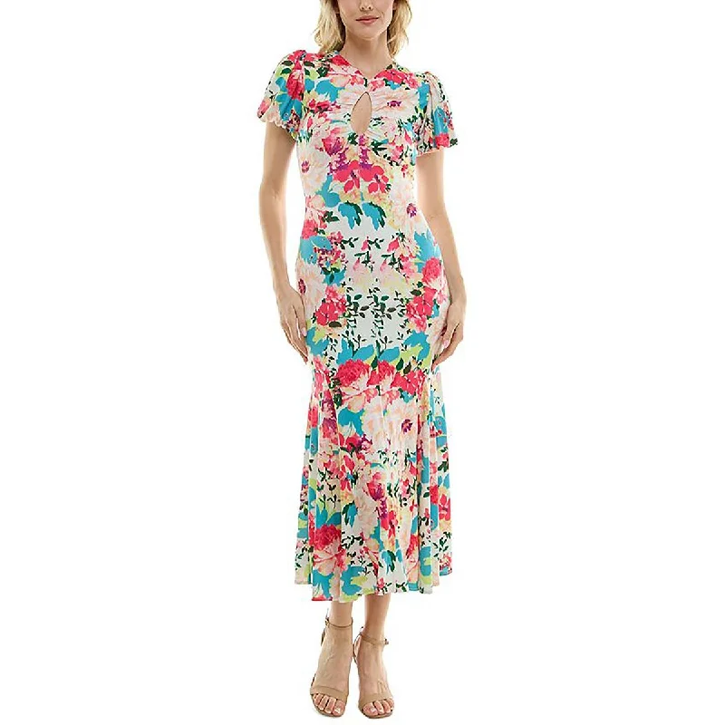 Taylor Womens Keyhole Casual Midi Dress