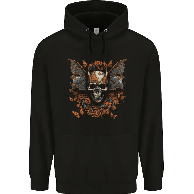 Huge Discounts Demonic Bat Skull Satan Grim Reaper Demon Mens 80% Cotton Hoodie
