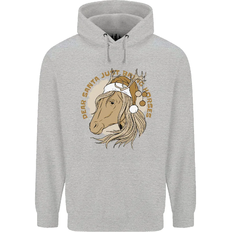 Overstock Dear Santa Funny Horse Equestrian Christmas Mens 80% Cotton Hoodie