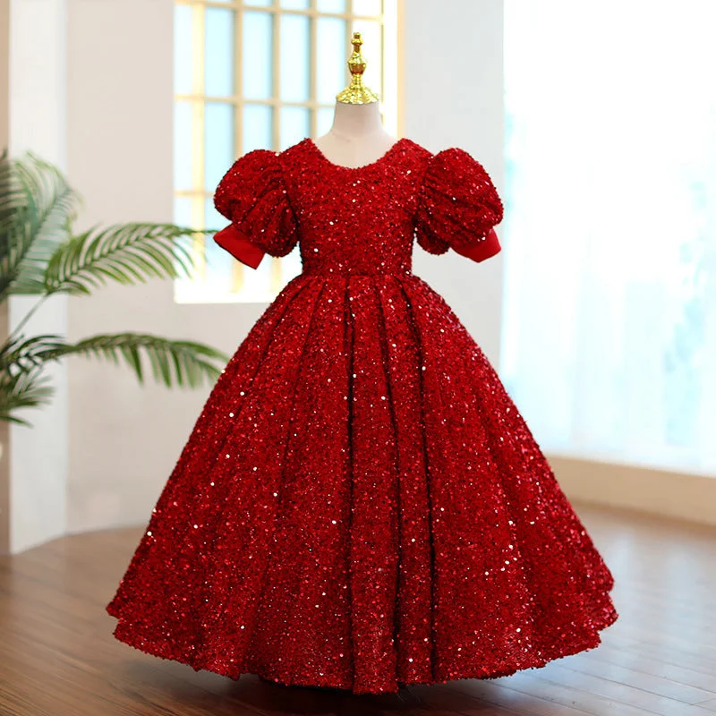 Huge Discounts Girl Christmas Dress First Communion Dress Red Sequin Round Neck Birthday Party Princess Dress Huge Discounts Girl Christmas Dress First Communion Dress Red Sequin Round Neck Birthday Party Princess Dress