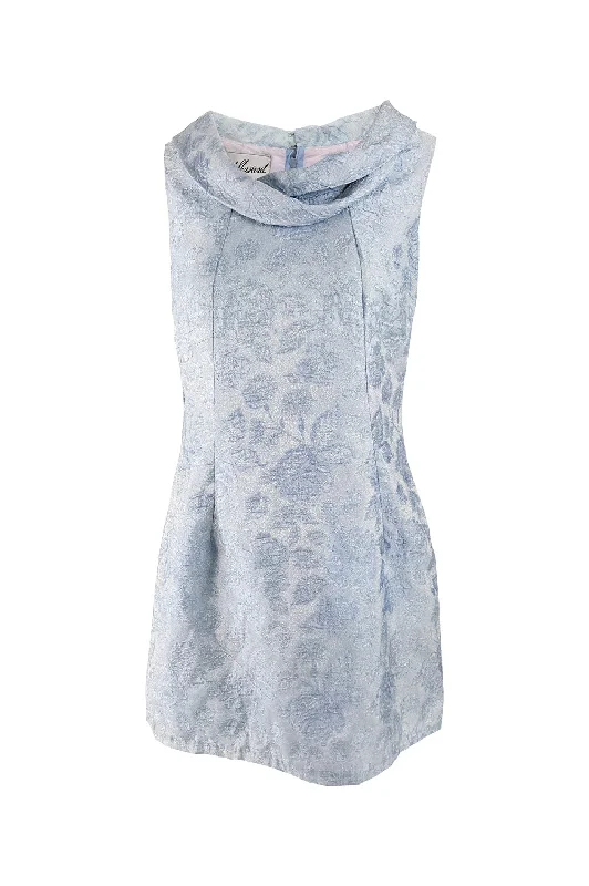 TIME-Limited Offer Vintage 1960s Pastel Blue Metallic Brocade Cocktail Dress