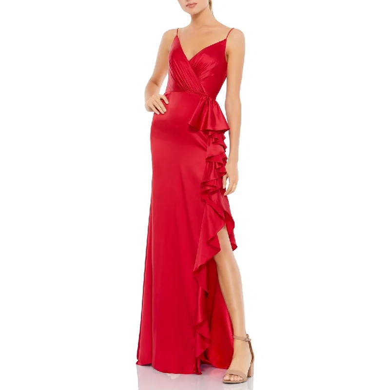 Mac Duggal Womens Cascade Ruffle Evening Dress