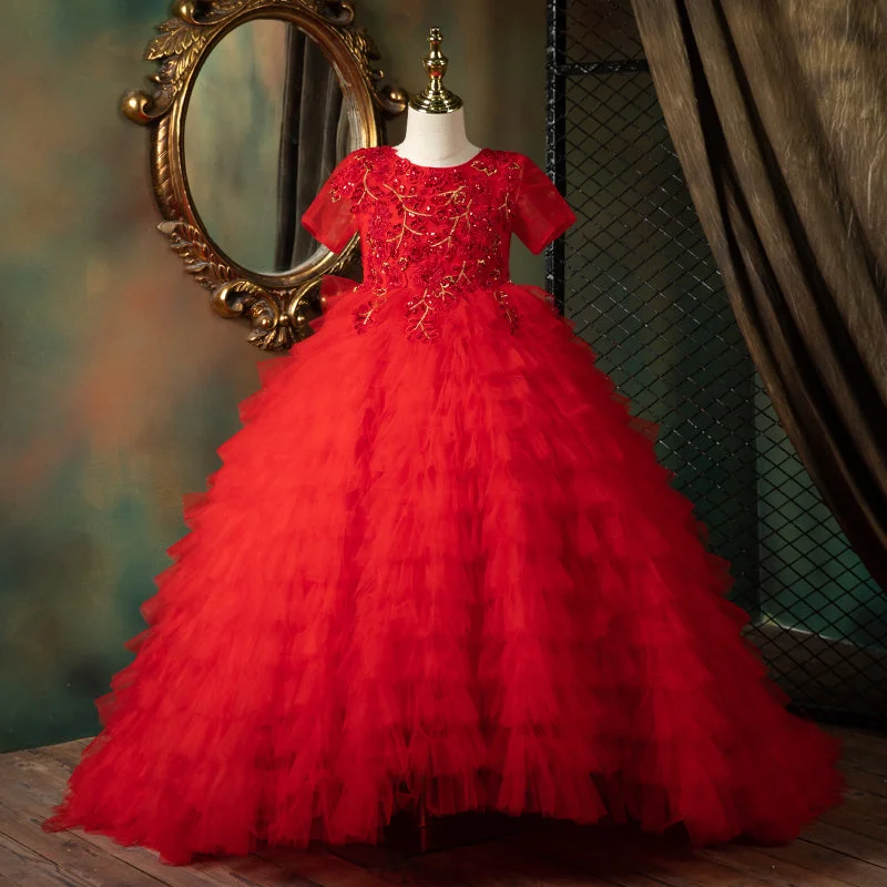 Bonus Savings Girl Christmas Dress Toddler Communion Dress Children Red Fluffy Princess Birthday Tail Gorgeous Pageant Dress Bonus Savings Girl Christmas Dress Toddler Communion Dress Children Red Fluffy Princess Birthday Tail Gorgeous Pageant Dress