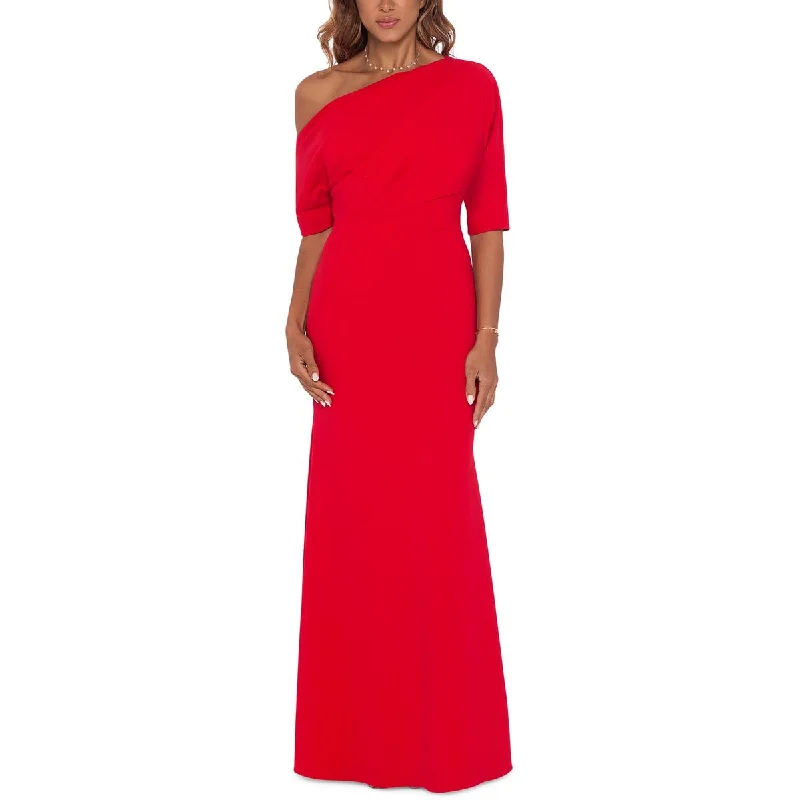 Betsy & Adam Womens Asymmetric Long Evening Dress