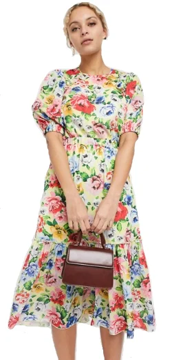 New Markdowns Midi Tea Lemon Floral Dress