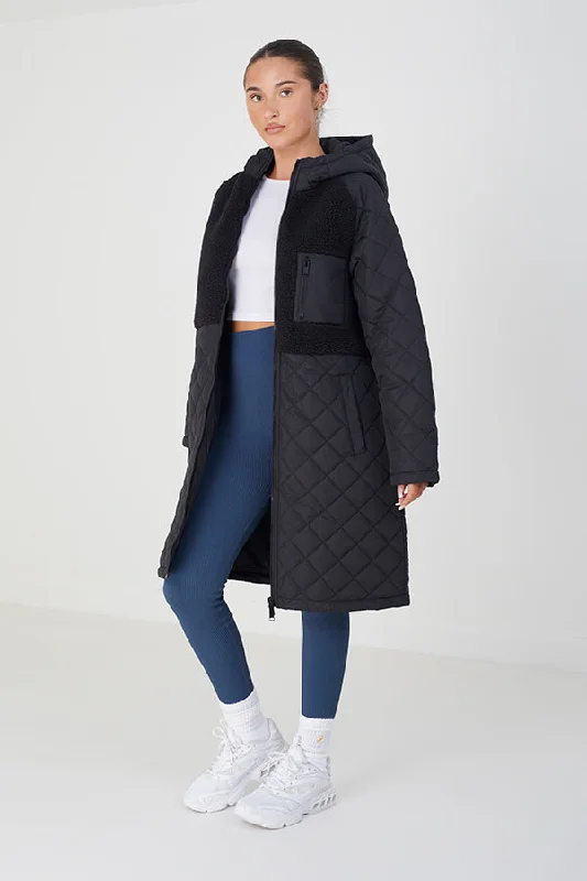 MAXI DIAMOND PADDED COAT WITH BORG UPPER