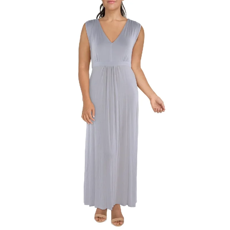 24seven Comfort Apparel Womens Plus Full Length Tie Waist Maxi Dress