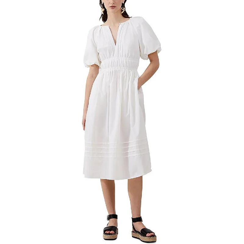 French Connection Womens Ruched Blouson Midi Dress