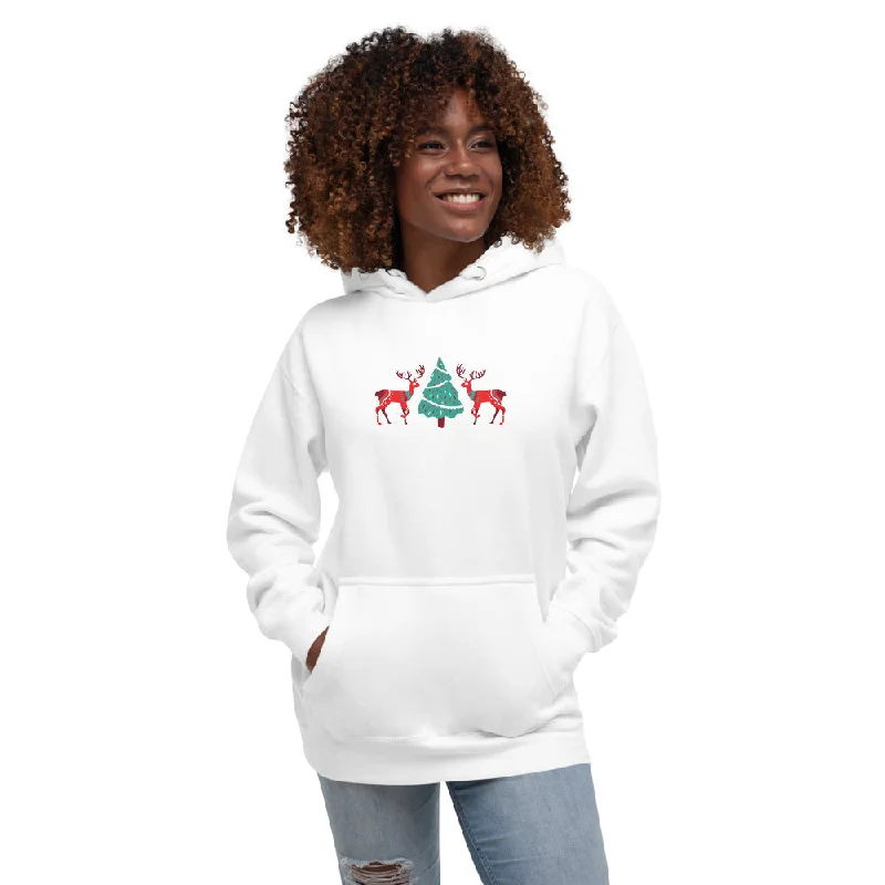 Stock Clearance Merry Reindeer Tree Unisex Hoodie