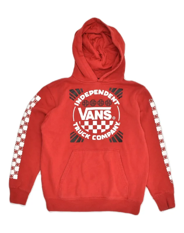 Exclusive Deal VANS Womens Graphic Hoodie Jumper UK 14 Medium Red Cotton