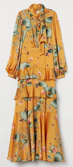 Final Clearance Yellow Scarf Collar Dress