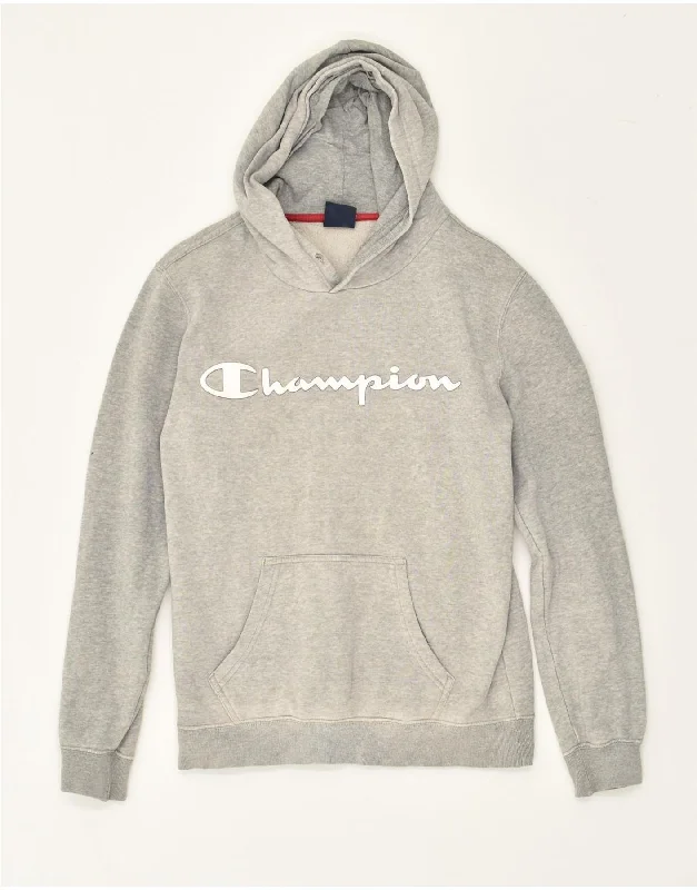 Super Bargain CHAMPION Womens Graphic Hoodie Jumper UK 6 XS Grey Cotton