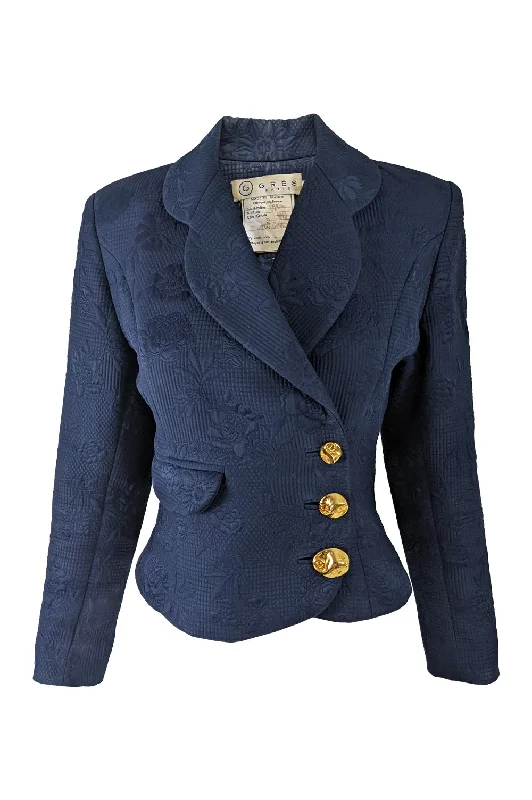 Value Deals Grés Vintage Womens Navy Quilted Cotton Tailored Jacket, 1980s