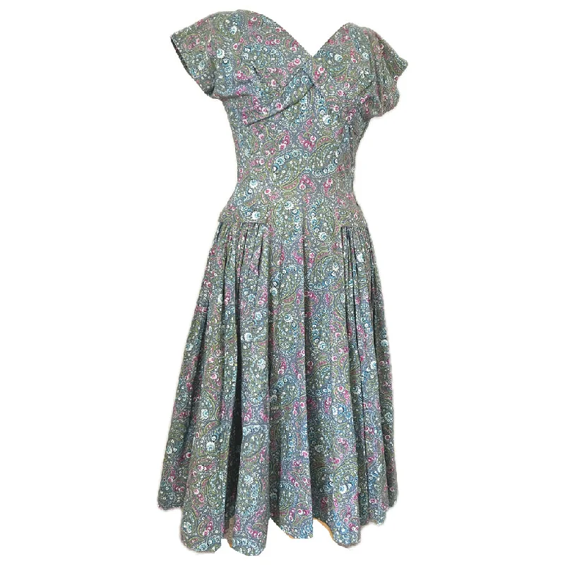Exclusive Access Paisley floral cotton vintage 1950s day dress