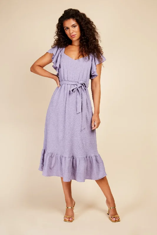 Steals and Deals Little Mistress Iris Texture Frill Midaxi Dress