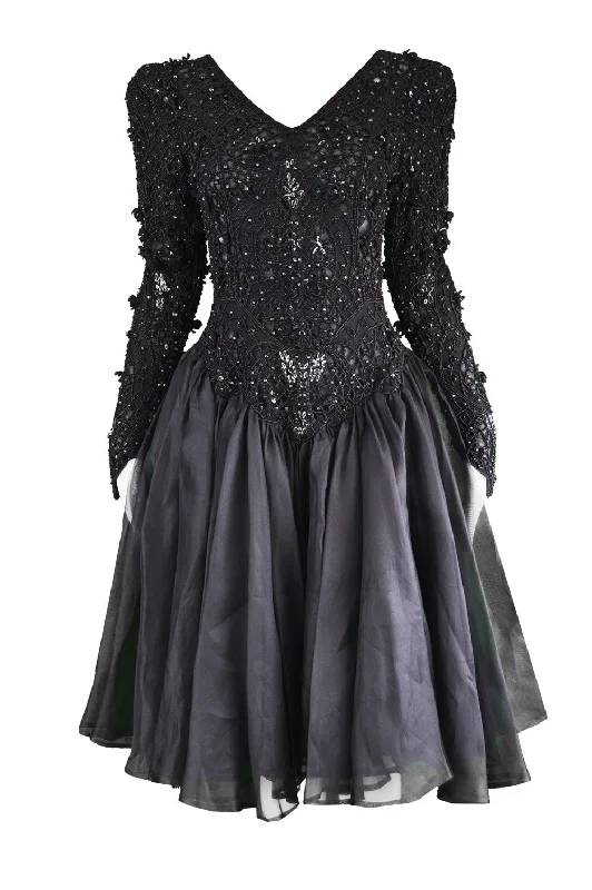 Huge Discounts Vintage Haute Couture Beaded Party Dress, 1980s
