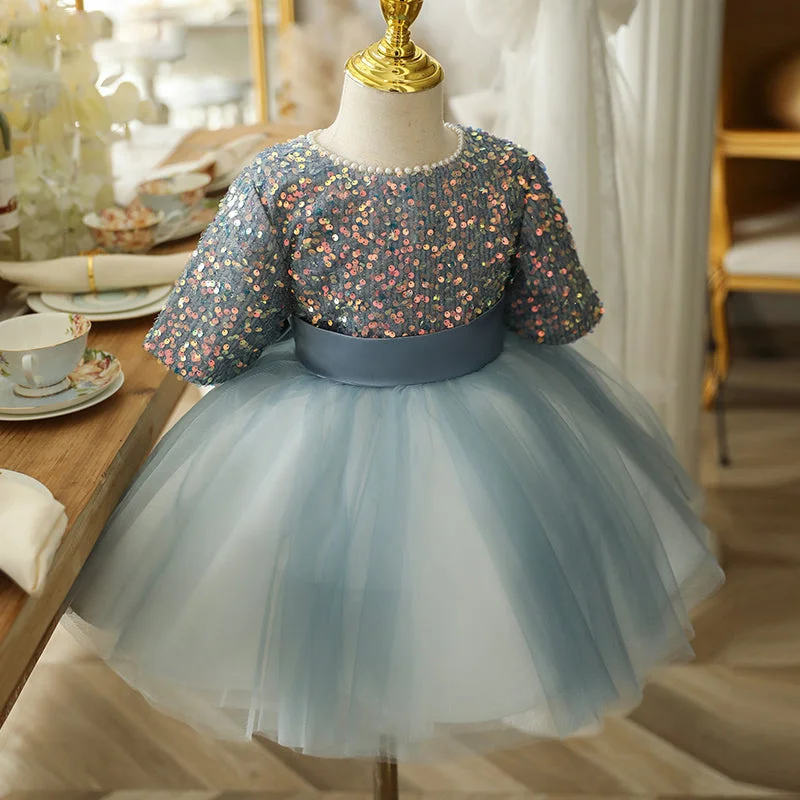 Bargain Blast Baby Girl Princess Dress Toddler Summer Sequins Flowers Puffy Birthday Party Dresses