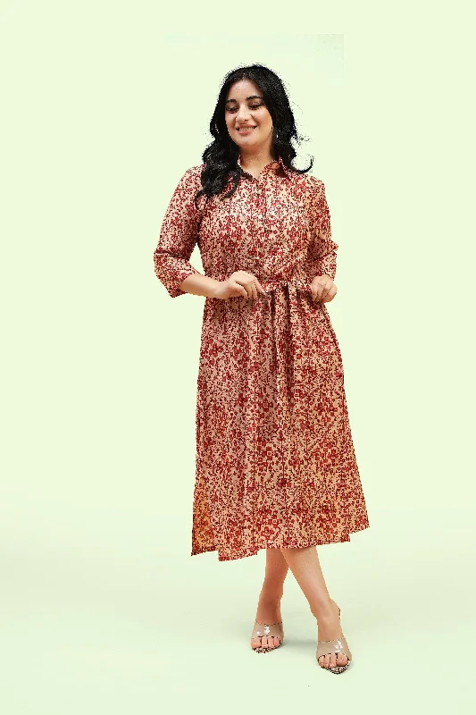 Bonus Savings Curvy Lane Women Plus Size Shirt Dress with Fabric Belt