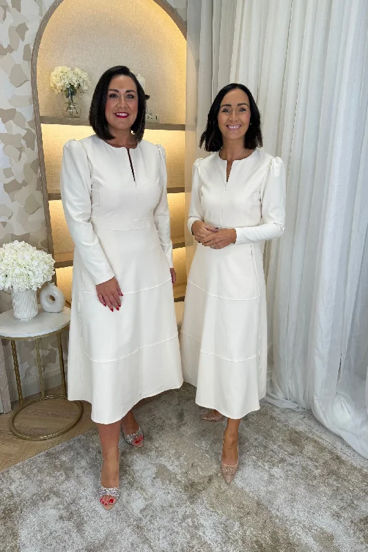 Best Bargains Eva Zip Detail Dress In Cream