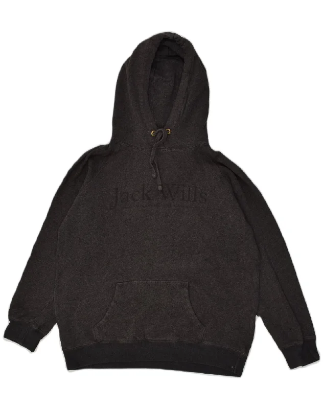 Low Prices JACK WILLS Womens Oversized Graphic Hoodie Jumper UK 14 Large Grey Cotton