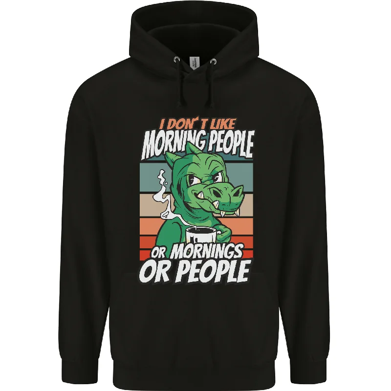 Price Reduction Dinosaur I Dont Like Morning People Funny Mens 80% Cotton Hoodie