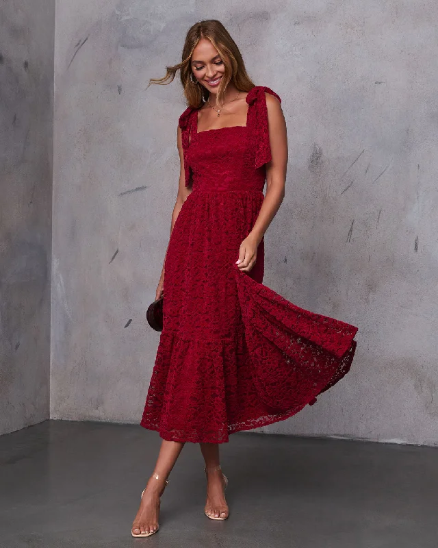 Sway Together Tiered Lace Midi Dress