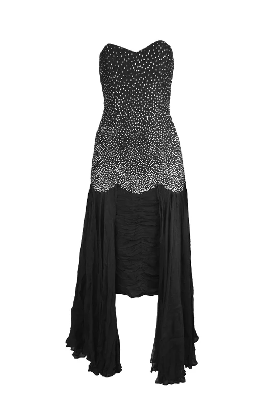 Final Clearance Vintage Sparkly Tulle & Ruched Silk Evening Dress, 1980s