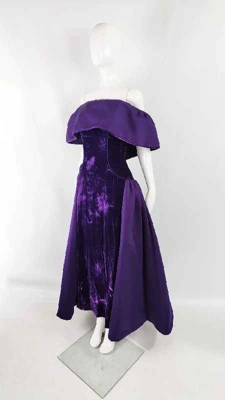 Overstock Breathtaking Vintage Victor Costa Purple Velvet Evening Gown, 1980s