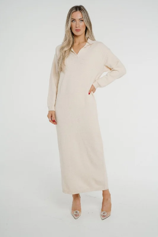 Deal of the Day Ivy Knit Midi Dress In Cream