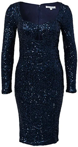 Act Fast Long Sleeve Sequin Dress Navy