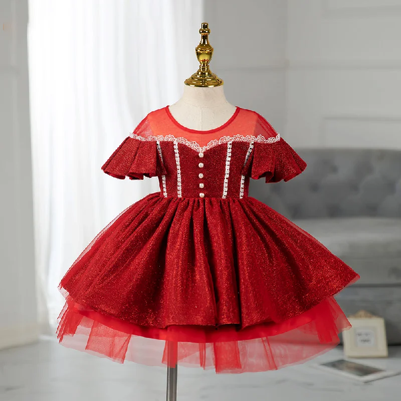 Epic Deals Toddler Girl Princess Dress Red Elegant Bead Mesh Puffy Birthday Party Dress Epic Deals Toddler Girl Princess Dress Red Elegant Bead Mesh Puffy Birthday Party Dress