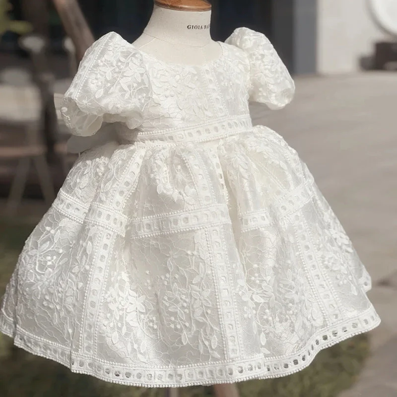 Don't Wait Baptism Dresses Baby Girl Cute Elegant Wedding Puffy White Princess Dress Flower Girl Dresses