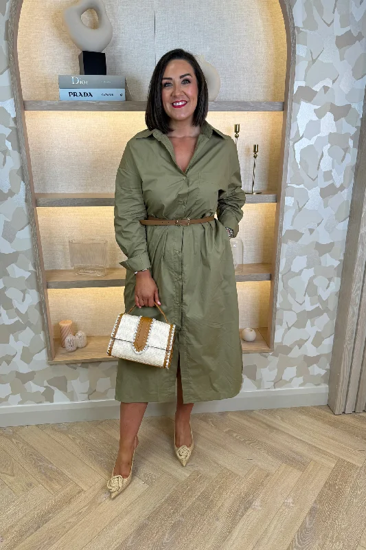 Weekend Deal Jane Shirt Dress In Khaki