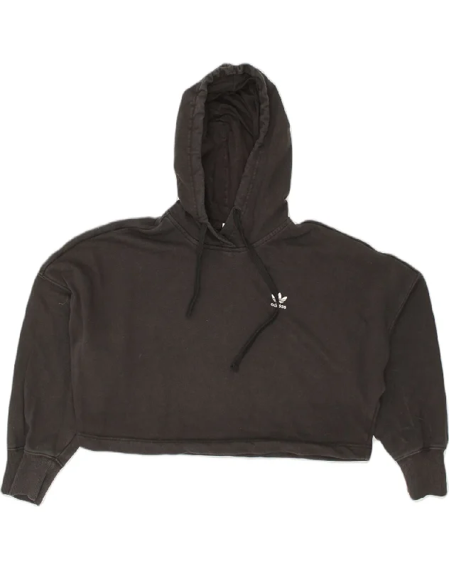 Extra Discounts ADIDAS Womens Crop Hoodie Jumper UK 10 Small Black Cotton