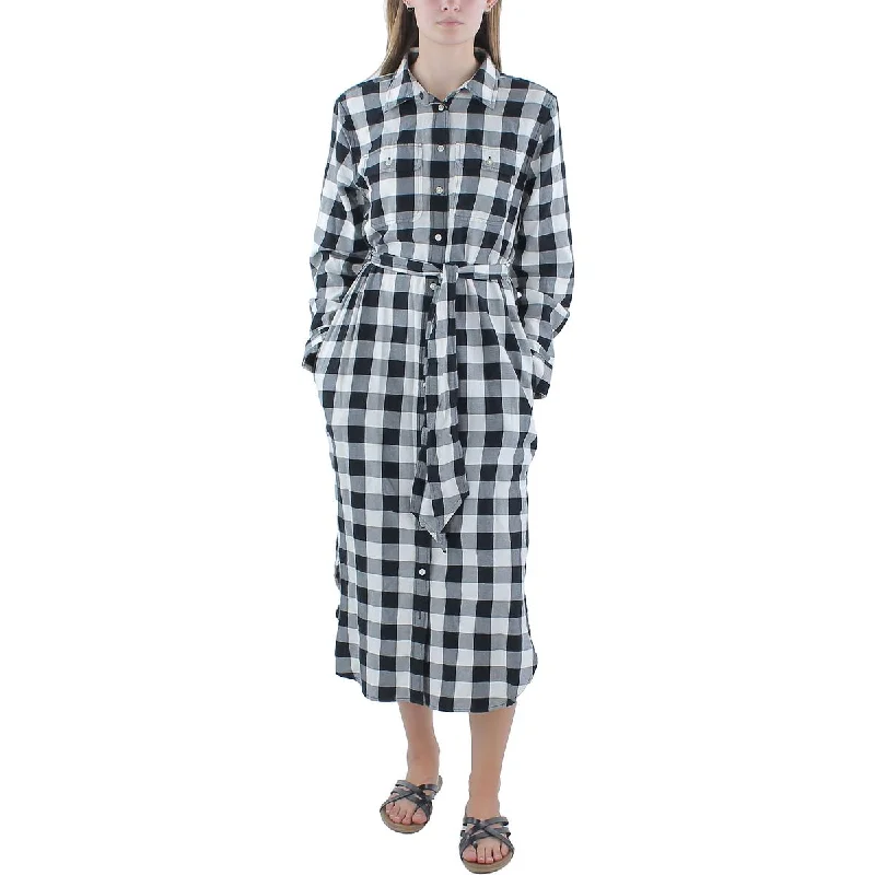 Lauren Ralph Lauren Womens Plaid Midi Shirtdress