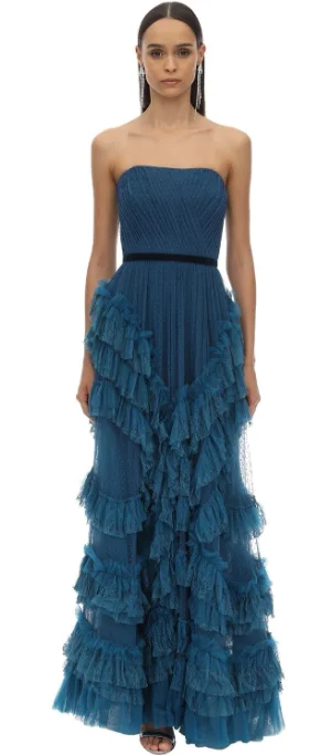 Early Access Blue Ruffled Tulle Gown