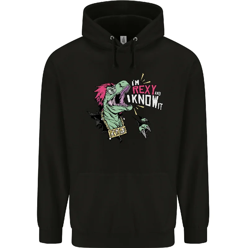 Take Advantage Dinosaurs T-Rex Im Rexy and I Know It Sexy Mens 80% Cotton Hoodie