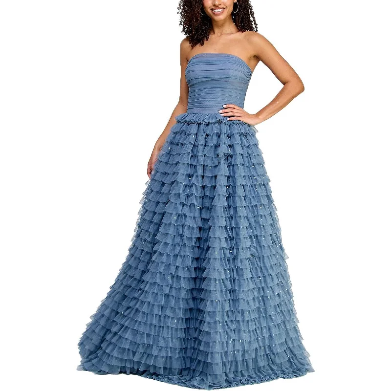 TLC Say Yes To The Prom Womens Juniors Tiered Ruffled Evening Dress