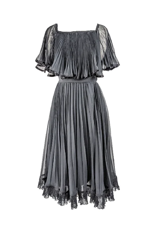 Clearance Event Vintage Accordion Pleat Evening Dress, 1980s